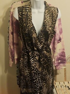 American Rag Animal Print Sleeveless Surplice Dress Small